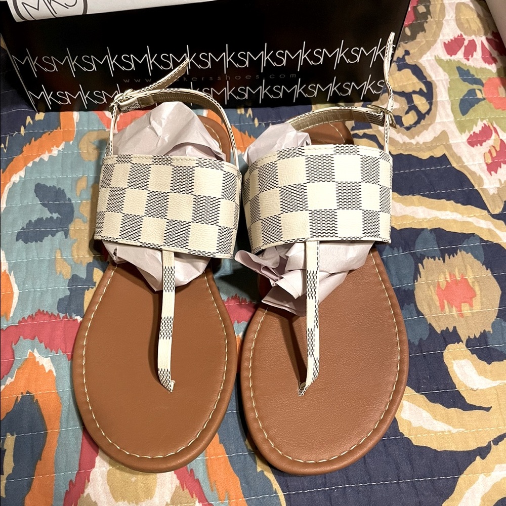 Checked sandals